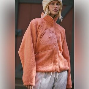 New FP Movement Free People Frosted Peach Hit The Slopes Fleece Jacket sz S